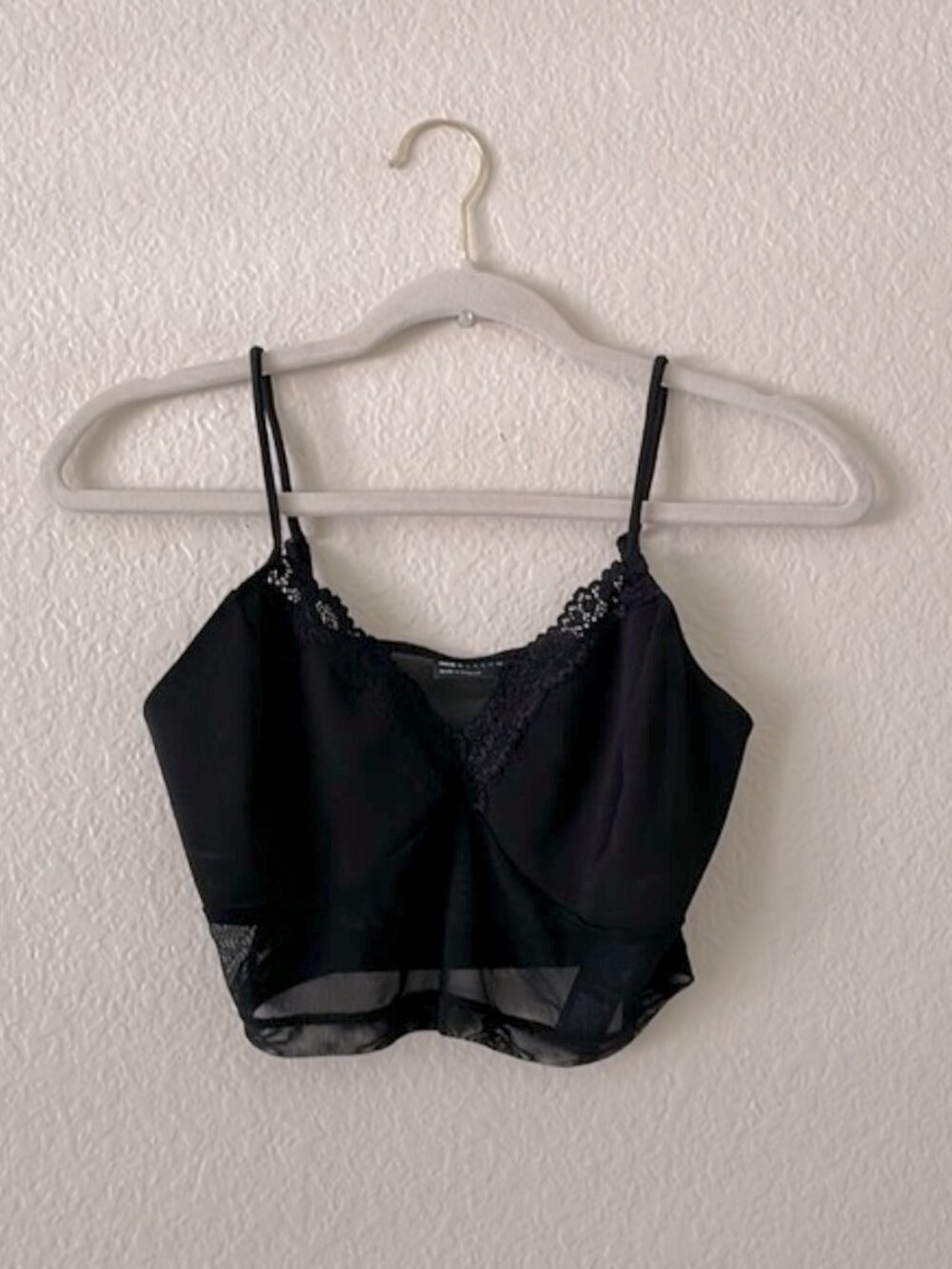 asos Cropped Camisole Black asos Design Mesh Lace Crop Cami